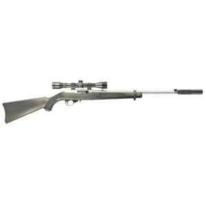 RUGER 10/22 STAINLESS/SYNTHETIC EAGLE OPTIK 3-9X40 SCOPED & SUPPRESSED PACKAGE 18.5" - 22LR